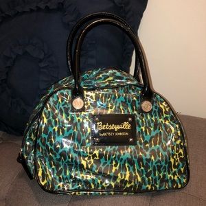 Betsey Johnson green leopard print purse